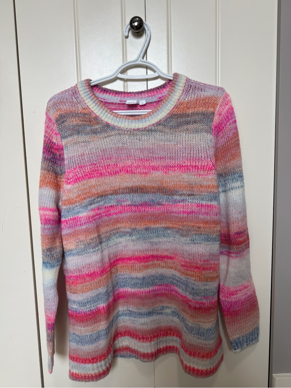 GAP Pink & Neutral Striped Crewneck Sweater